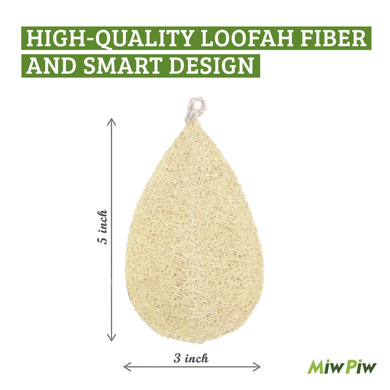 Miw Piw Natural Loofah Dish Sponge Pack 3 Vegetable Scrubber for Kitchen -100% Biodegradable Compostable Dishwashing Scouring Pad Zero Waste Plastic Free Eco Friendly Sustainable - Image 2